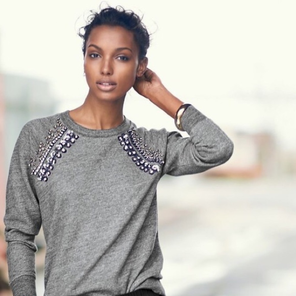 J. Crew Jeweled Raglan Sweatshirt
